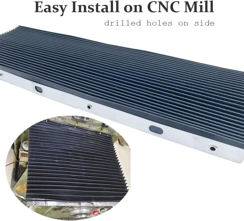 Bestopper Flexible Accordion Cover 15.75" X 23.62" Mill Rubber Dust Cover Accordion Way Retractable Shield Guard (Unfolded 400 * 600 * 7.5mm) for CNC Bridgeport Milling Machine - Image 4